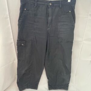 Anthropologie Charcoal Cargo Cropped Utility Pants Size 12